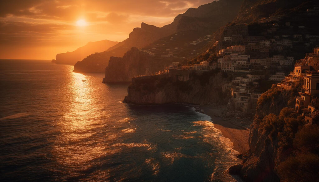 Akrai Real Estate Siracusa majestic-sunset-tranquil-waters-cliffs-generated-by-ai_41477390-Image By vecstock